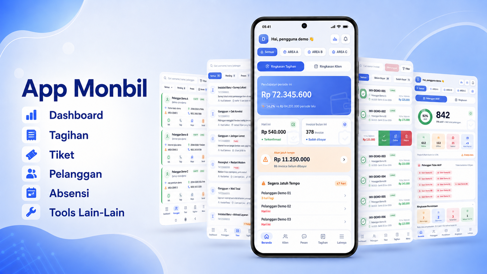 Aplikasi mobile whitelabel untuk memantau bisnis ISP